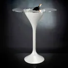 Tavolino Alto in Vetro e Polietilene con Portabottiglie Made in Italy - Cracovia Viadurini