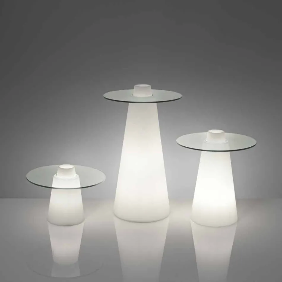 Tavolino alto luminoso Slide Peak(H120)polietilene e vetro made Italy Viadurini