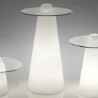 Tavolino alto luminoso Slide Peak(H120)polietilene e vetro made Italy Viadurini
