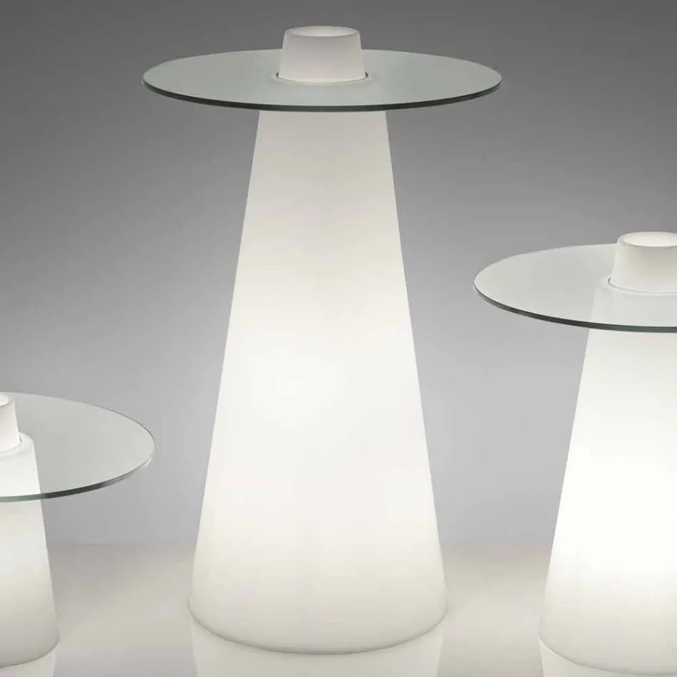 Tavolino alto luminoso Slide Peak(H120)polietilene e vetro made Italy Viadurini