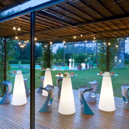 Tavolino alto luminoso Slide Peak(H120)polietilene e vetro made Italy Viadurini