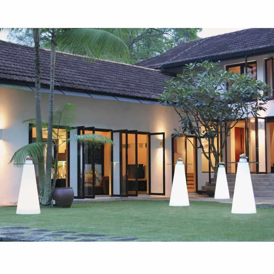 Tavolino alto luminoso Slide Peak(H120)polietilene e vetro made Italy Viadurini