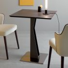 Tavolino Alto Quadrato in Metallo Inclinato e Piano Ceramica Opaca - Coriko Viadurini