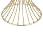 Tavolino Alto Rotondo in Ferro Dorato con Sfere e Piano in Vetro Fumé - Dexter Viadurini