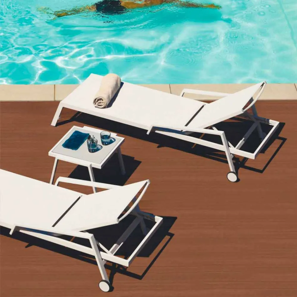 Tavolino Basso da Esterno in Alluminio e Laminato di Design Moderno - Carmine2 Viadurini