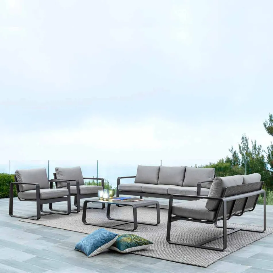 Tavolino Basso da Esterno in Alluminio Verniciato Bianco o Antracite - Aniello Viadurini