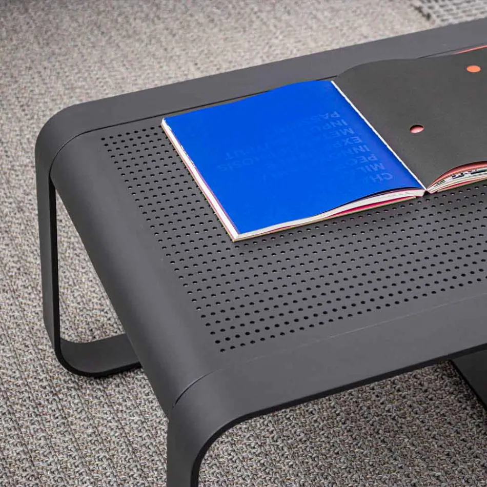 Tavolino Basso da Esterno in Alluminio Verniciato Bianco o Antracite - Aniello Viadurini