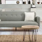 Tavolino Basso da Salotto in Alluminio e Piano in Legno Naturale - Crotone Viadurini