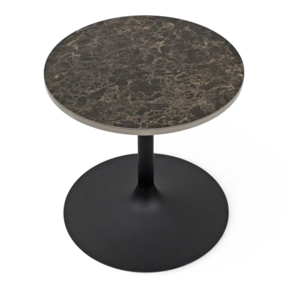 Tavolino Basso da Salotto in Metallo e Ceramica Made in Italy - Amereo Viadurini
