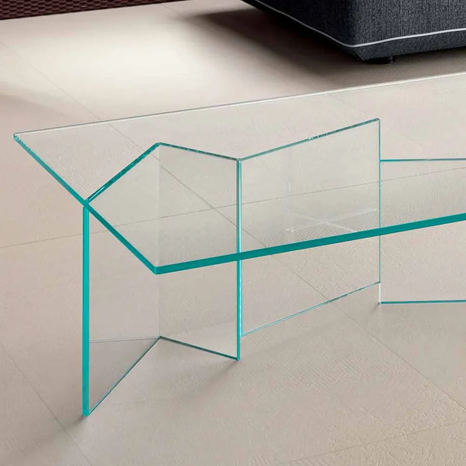 Tavolino Basso da Salotto in Vetro Extrachiaro 2 Misure Made in Italy - Random Viadurini