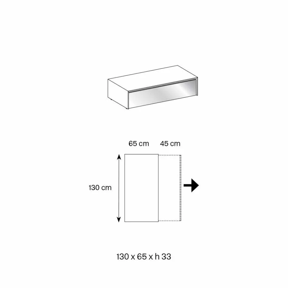 Tavolino Basso da Salotto in Vetro Fumè e Cassetti in Legno 3 Misure - Mantra Viadurini