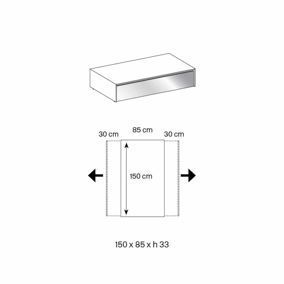 Tavolino Basso da Salotto in Vetro Fumè e Cassetti in Legno 3 Misure - Mantra Viadurini