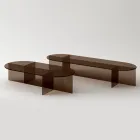 Tavolino Basso in Vetro Bronzo dal Design Raffinato Made in Italy - Laris Viadurini
