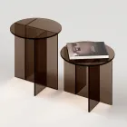 Tavolino Basso in Vetro Bronzo dal Design Raffinato Made in Italy - Laris Viadurini