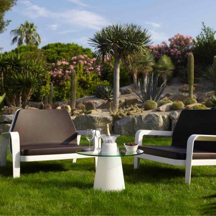 Tavolino basso luminoso Slide Peak(H50)polietilene e vetro made Italy Viadurini