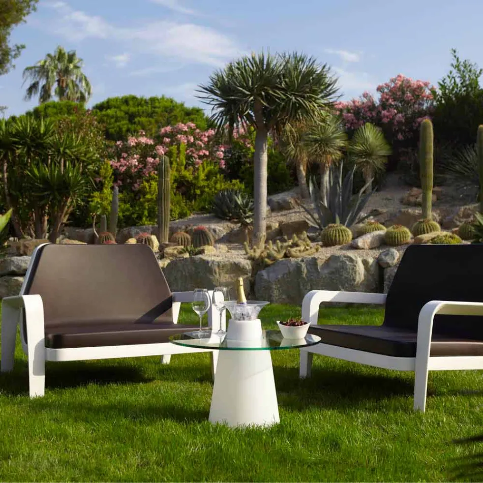 Tavolino basso luminoso Slide Peak(H50)polietilene e vetro made Italy Viadurini