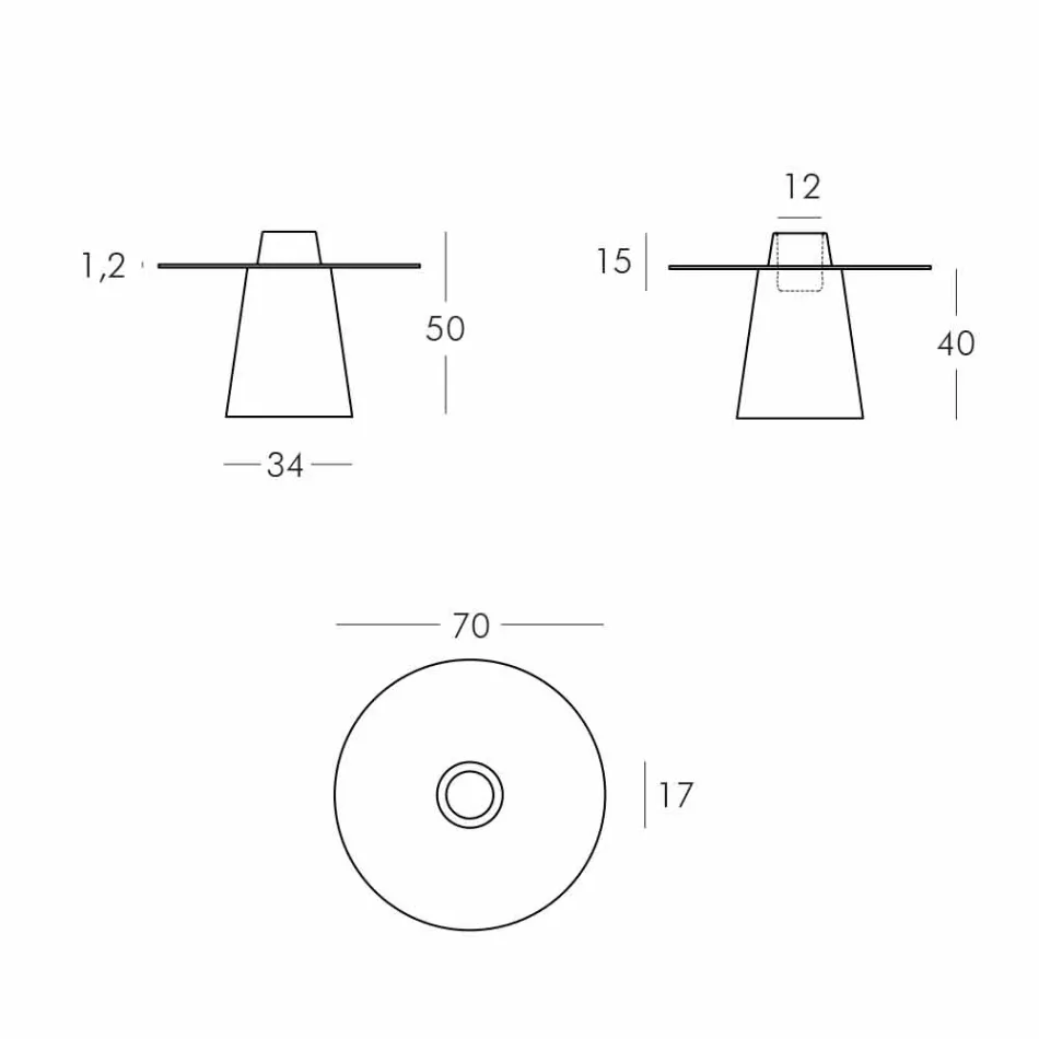 Tavolino basso luminoso Slide Peak(H50)polietilene e vetro made Italy Viadurini