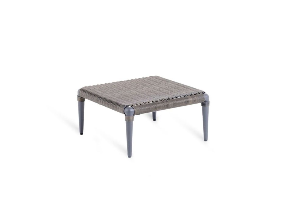 Tavolino Basso Quadrato da Esterno in Alluminio e WaProLace Made in Italy - Marissa Viadurini