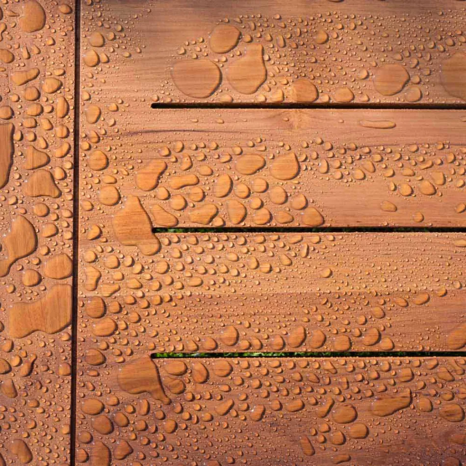 Tavolino Basso Quadrato da Salotto Esterno in Legno Naturale o Nero - Suzana Viadurini