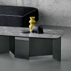 Tavolino Basso Salotto Piano in Ceramica e Gambe in Vetro Fumè 3 Misure - Random Viadurini