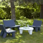 Tavolino basso Slide Low Lita Table polietilene e vetro made in Italy Viadurini