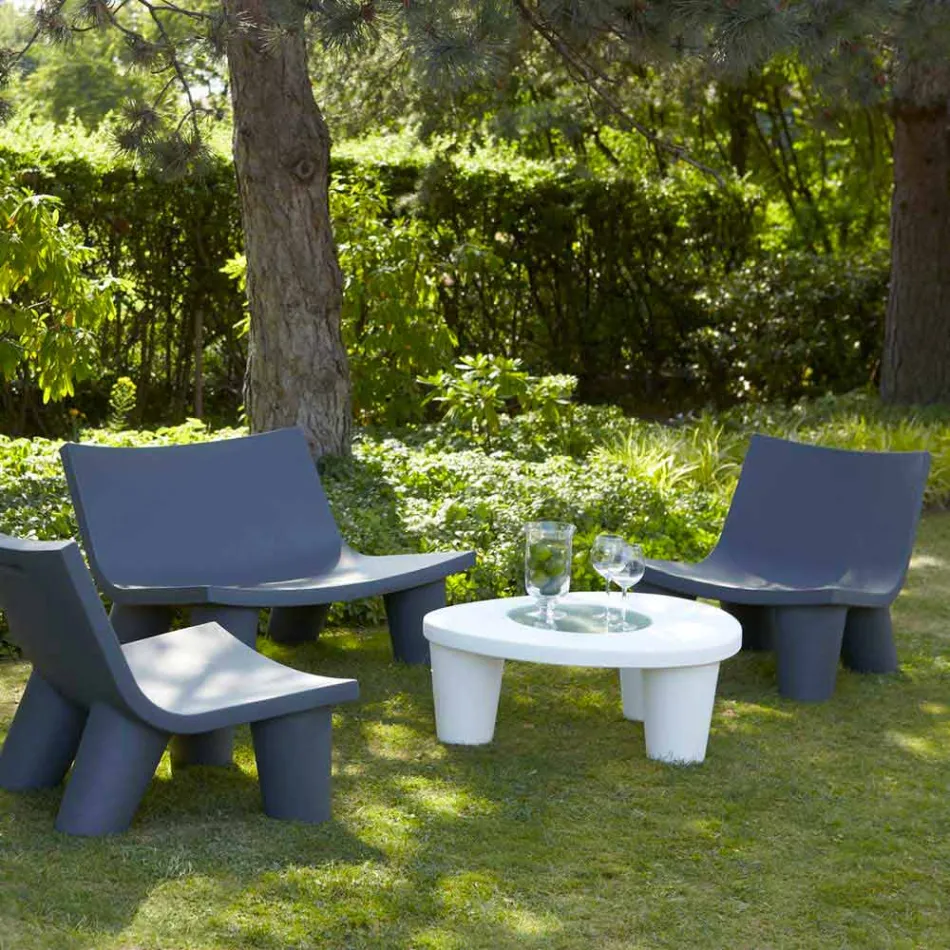 Tavolino basso Slide Low Lita Table polietilene e vetro made in Italy Viadurini