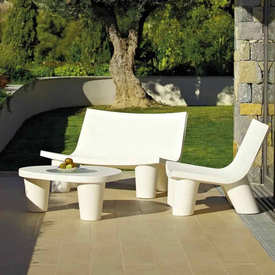 Tavolino basso Slide Low Lita Table polietilene e vetro made in Italy Viadurini