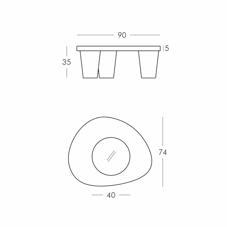 Tavolino basso Slide Low Lita Table polietilene e vetro made in Italy Viadurini