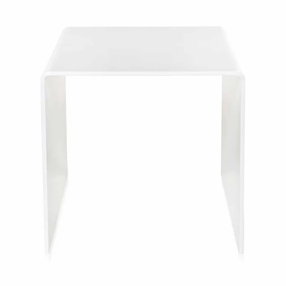 Tavolino bianco design moderno 50x50cm Terry Big, made in Italy Viadurini