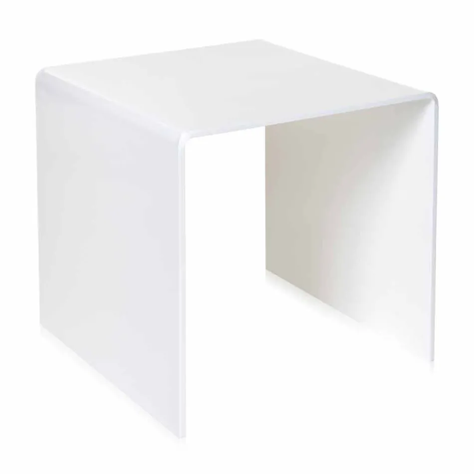 Tavolino bianco design moderno 50x50cm Terry Big, made in Italy Viadurini
