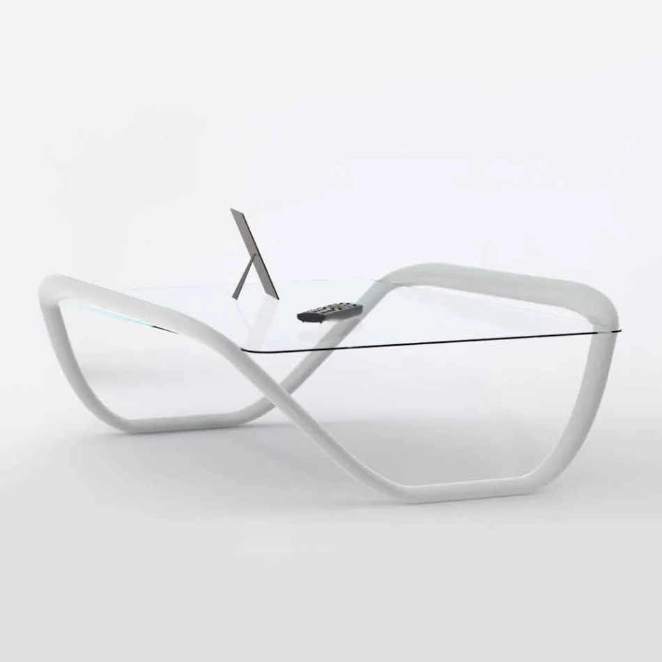 Tavolino bianco design moderno in vetro e Adamantx® Continuum Viadurini