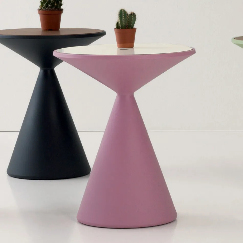 Tavolino Caffè da Esterno in Polietilene Colorato con Vano Interno - Acuto Viadurini