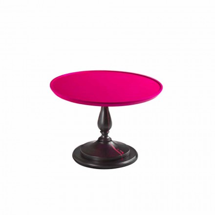 Tavolino cocktail da salotto con piano laccato rosa, diametro 70 cm, Nik Viadurini