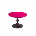 Tavolino cocktail da salotto con piano laccato rosa, diametro 70 cm, Nik