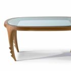 Tavolino cocktail di design in legno e pelle, l.97xp.68 cm, Cecilia Viadurini