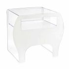 Tavolino / comodino da salotto, in cristallo acrilico di design Mineo Viadurini