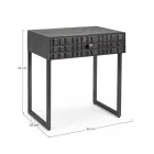 Tavolino Comodino in Acciaio e Legno di Mango di Design Etnico - Mireo Viadurini