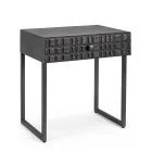 Tavolino Comodino in Acciaio e Legno di Mango di Design Etnico - Mireo Viadurini