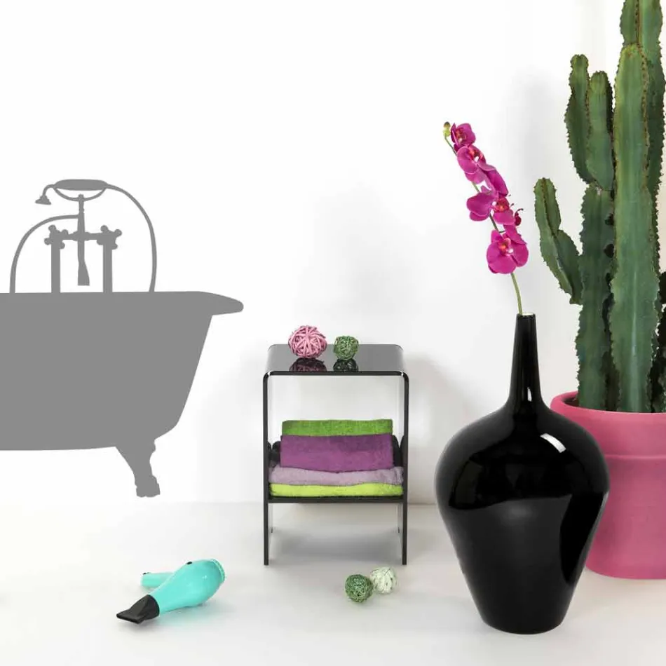 Tavolino / comodino nero design moderno Mimi, made in Italy Viadurini