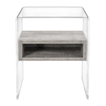 Tavolino Comodino Riciclabile in Plexiglass Trasparente e Legno - Pascoli Viadurini