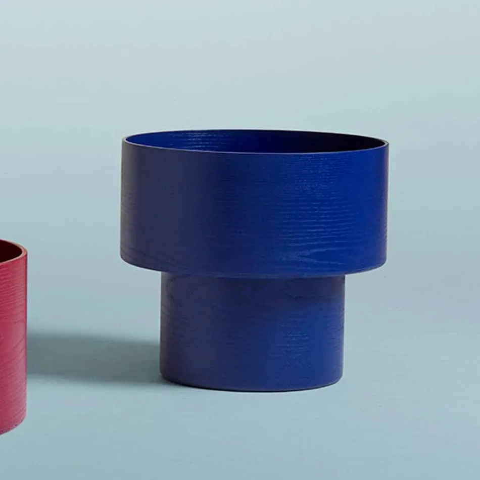 Tavolino Comodino Rotondo di Design Moderno in Legno Bordeaux o Blu - Vinnie Viadurini