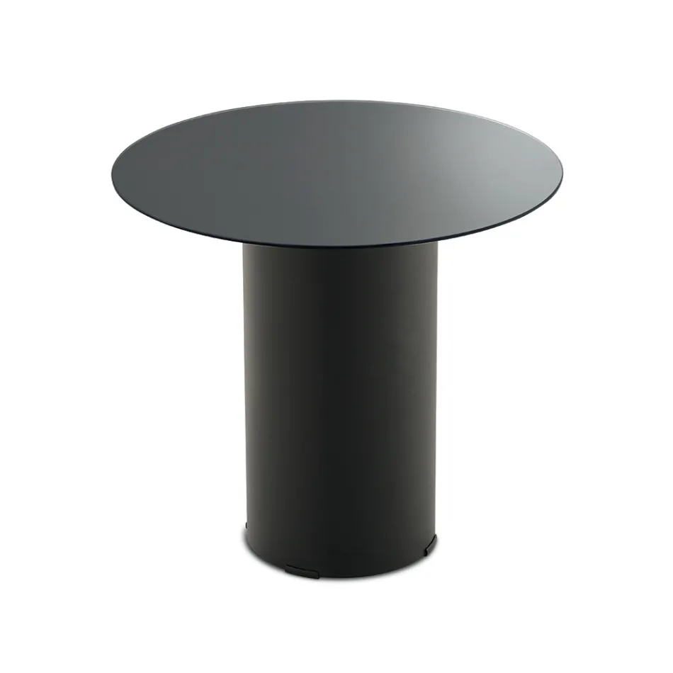 Tavolino con Base in Metallo e Piano Ø45 cm in Specchio o Vetro - Flaminia Viadurini