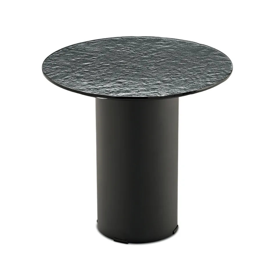 Tavolino con Base in Metallo e Piano Ø45 cm in Specchio o Vetro - Flaminia Viadurini