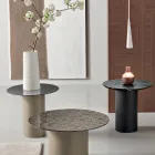 Tavolino con Base in Metallo e Piano Ø45 cm in Specchio o Vetro - Flaminia Viadurini