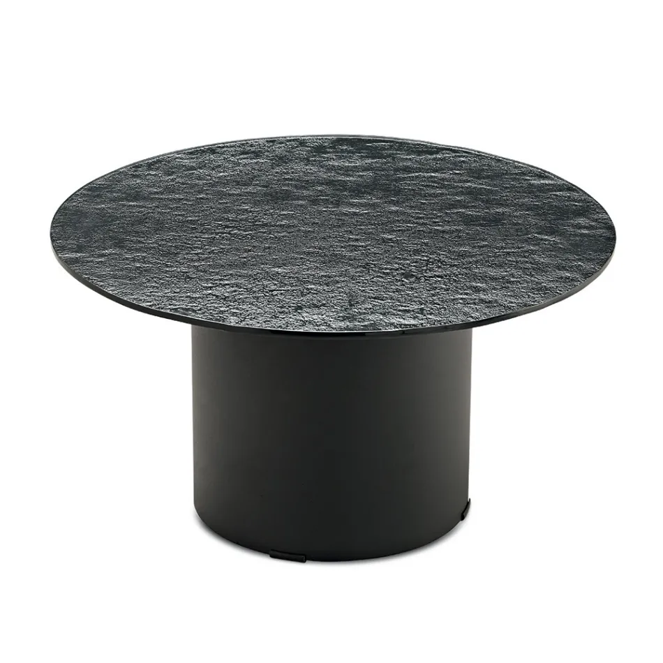 Tavolino con Base in Metallo e Piano Ø60 cm in Specchio o Vetro - Flaminia Viadurini