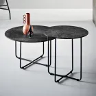 Tavolino con Piano in Specchio e Ceramica Effetto Marmo Made in Italy - Giusta Viadurini