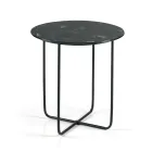 Tavolino con Piano in Specchio e Ceramica Effetto Marmo Made in Italy - Giusta Viadurini