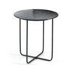 Tavolino con Piano in Specchio e Ceramica Effetto Marmo Made in Italy - Giusta Viadurini