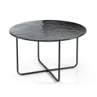 Tavolino con Piano in Specchio e Ceramica Effetto Marmo Made in Italy - Giusta Viadurini