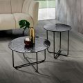 Tavolino con Piano in Specchio e Ceramica Effetto Marmo Made in Italy - Giusta